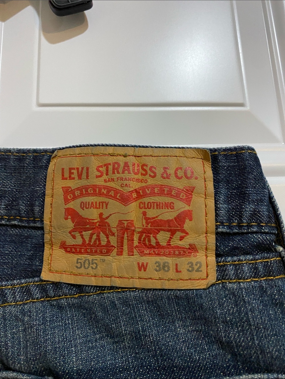Levi's Men's Straight Jeans 505 36x32 in Dark Blue - Picture 4 of 8